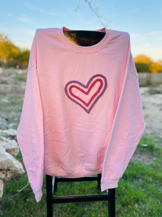 Chunky Yarn "Double Heart" Sweatshirt