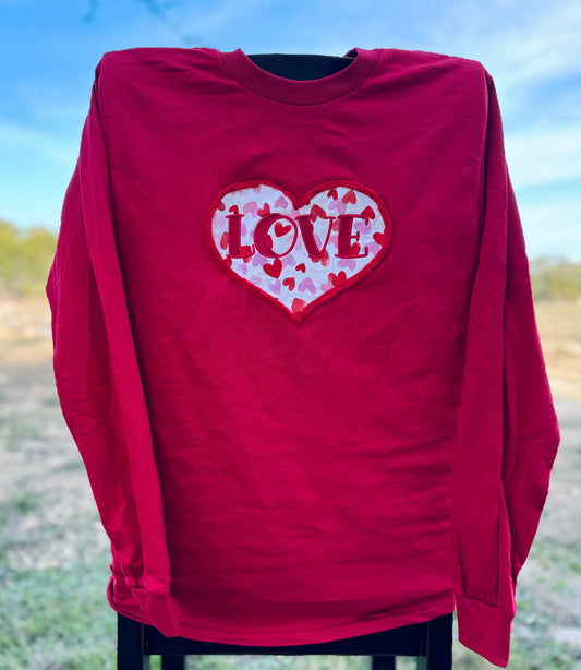 Valentine Heart with "Love" Long Sleeve T-shirt