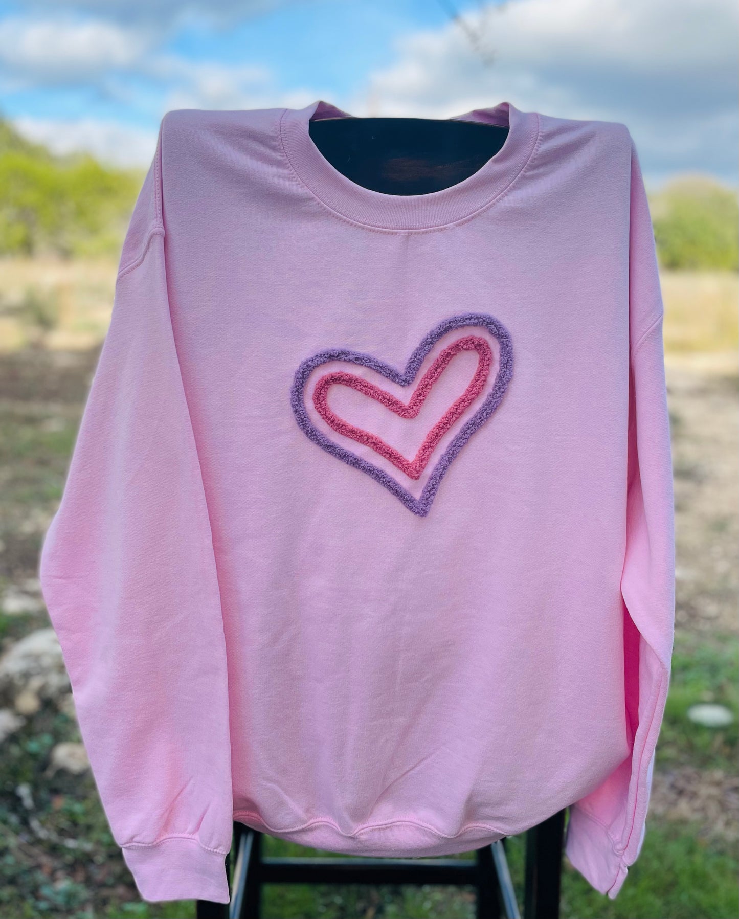 Chunky Yarn "Double Heart" Sweatshirt