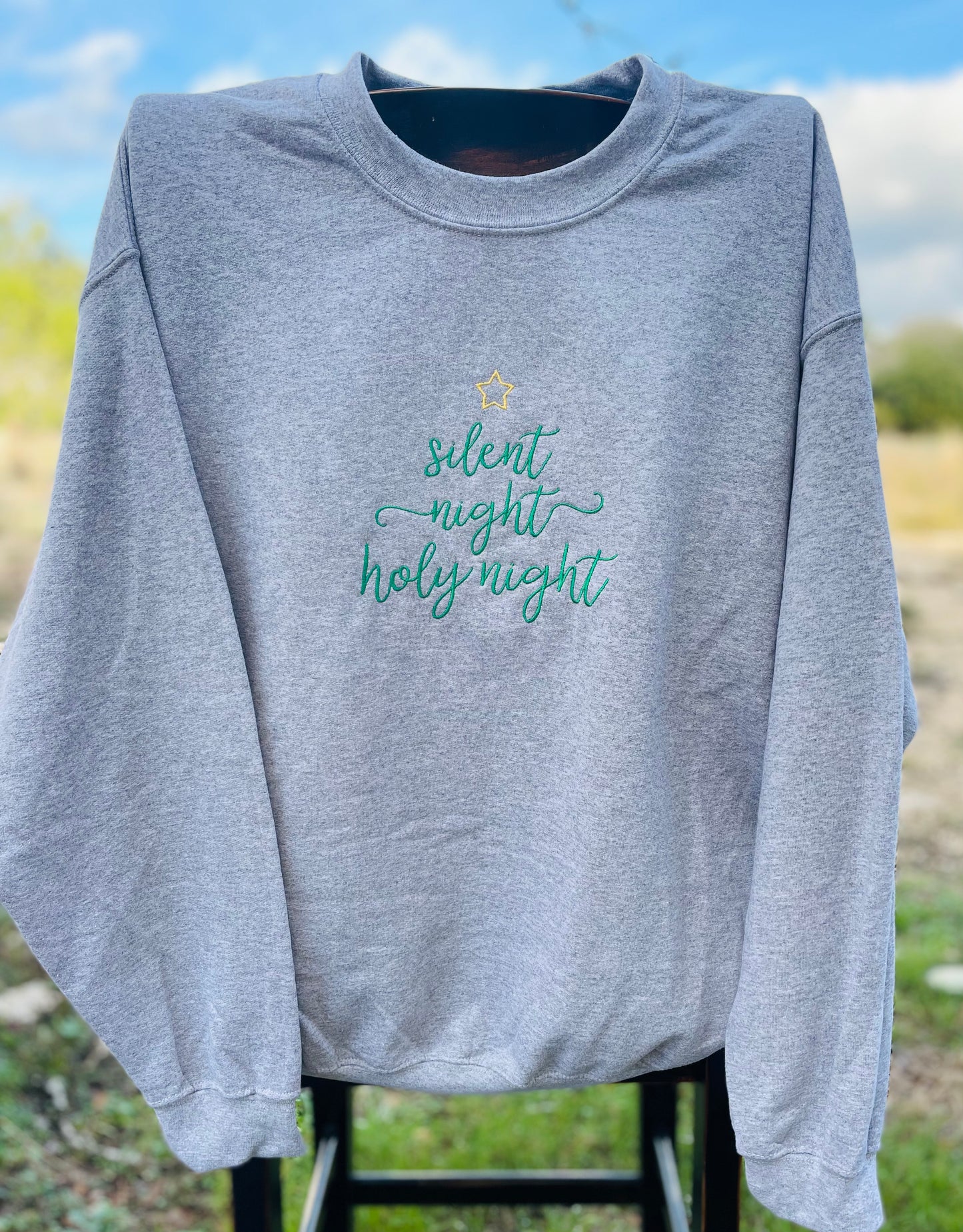 Embroidered “Silent Night" Sweatshirt