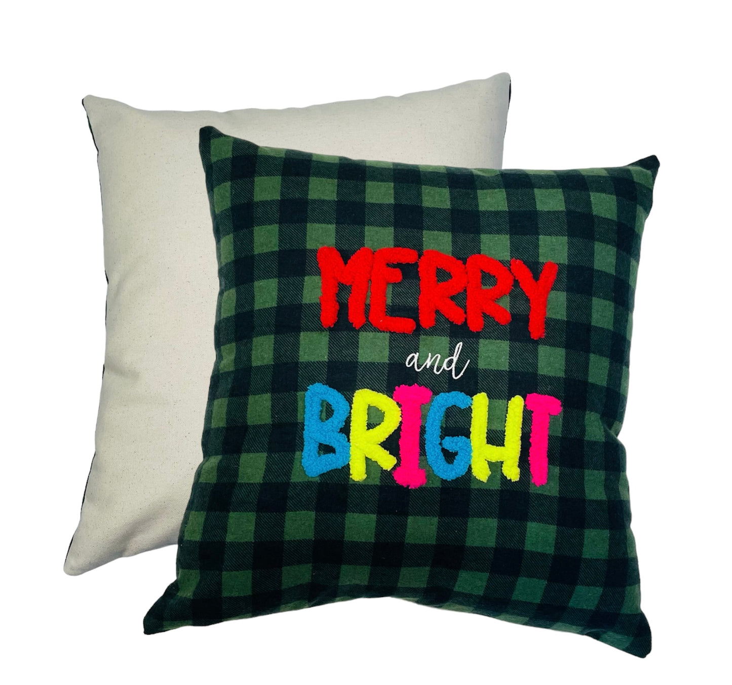 Square "Merry and Bright" Christmas Pillow