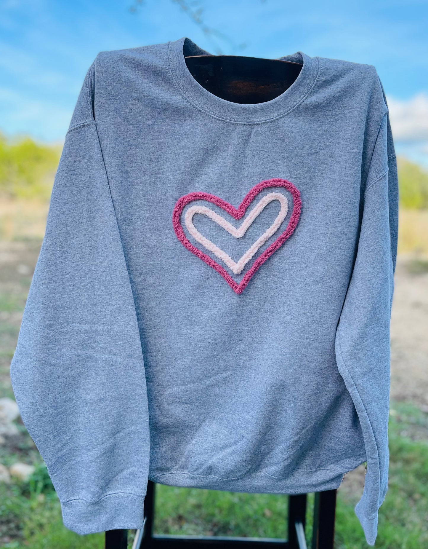 Chunky Yarn "Double Heart" Sweatshirt