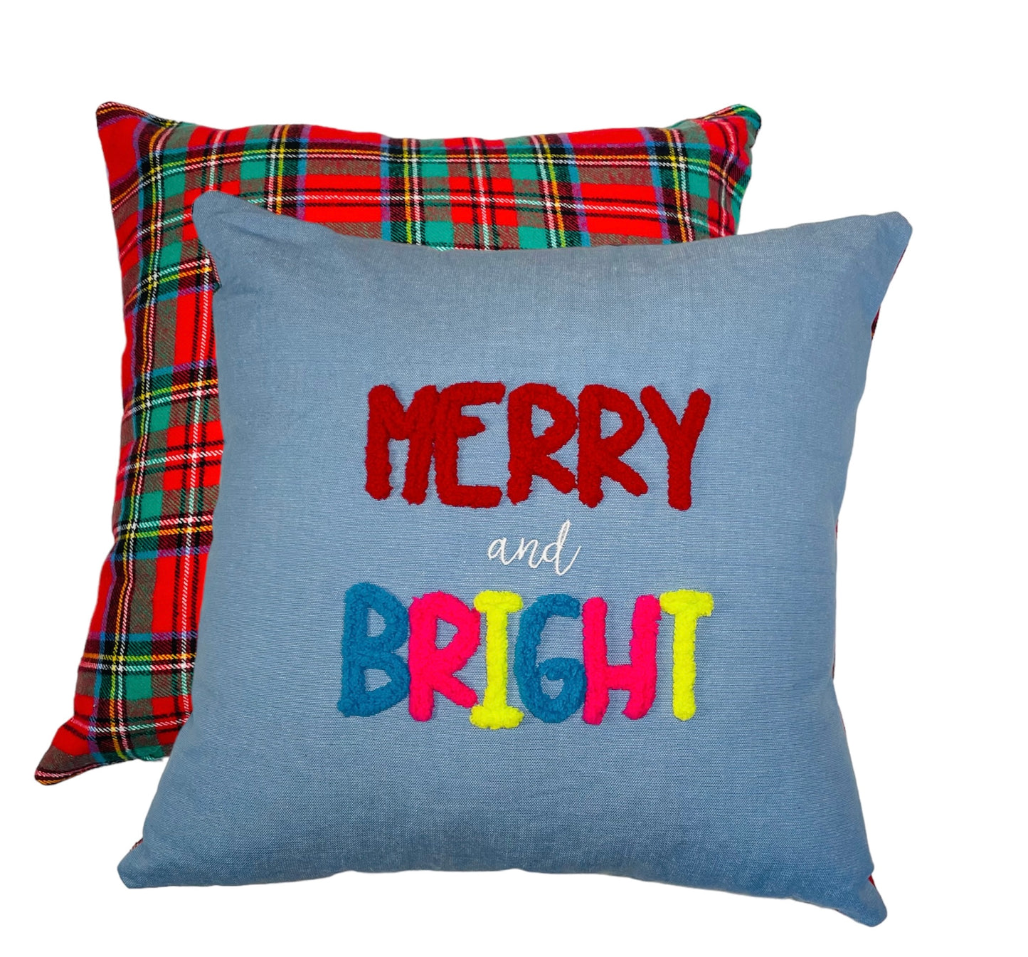 Square "Merry and Bright" Christmas Pillow